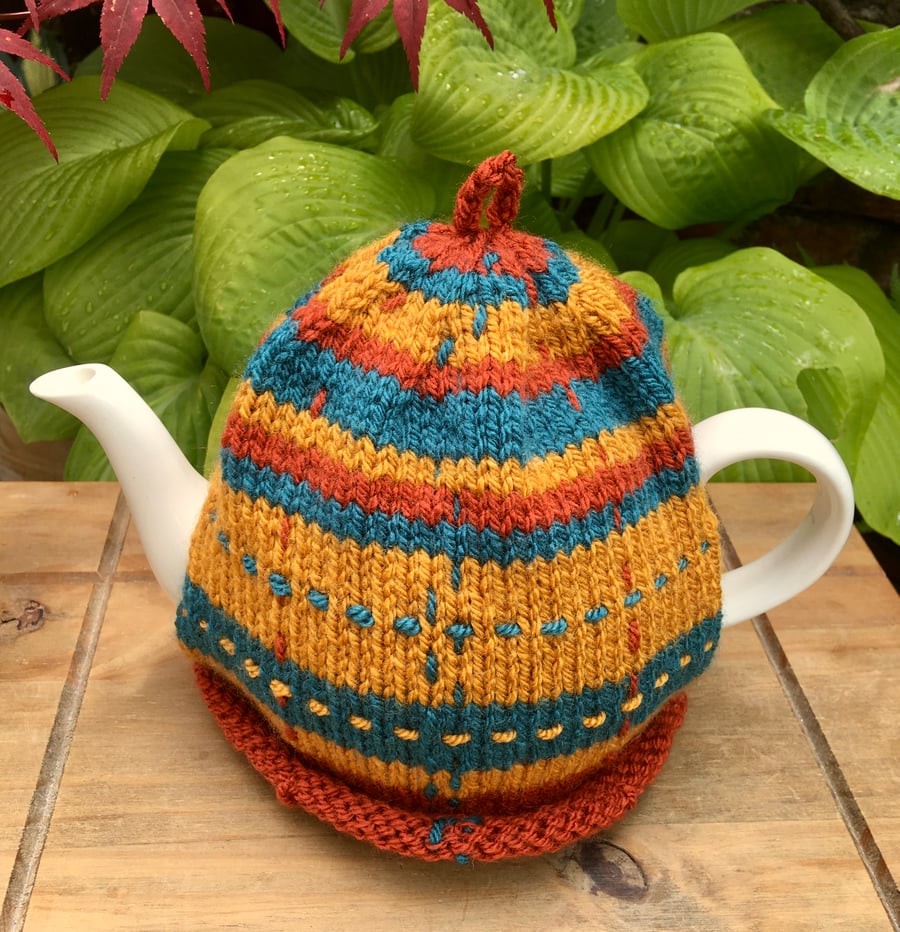 SALE - Hand Knitted Tartan Style Tea Cosy