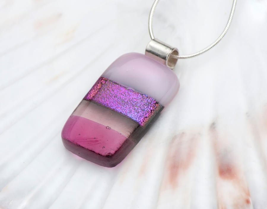 Fused Glass Necklace - Pinks