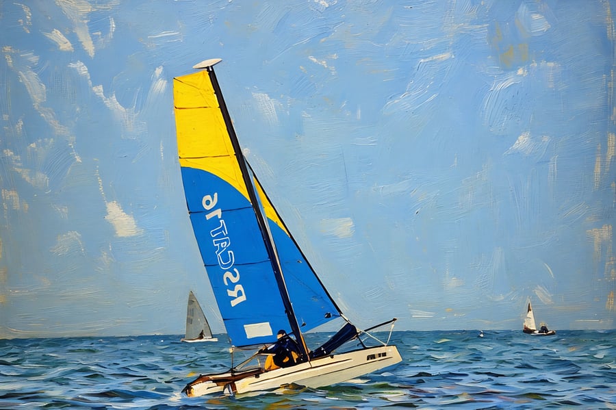 Snettisham Beach Catamaran Sailing A5 Greeting Card 