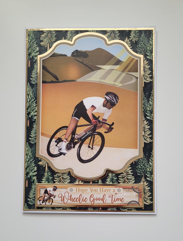 Handmade Cycling Card – “Hope You Have a Wheelie Good Time”