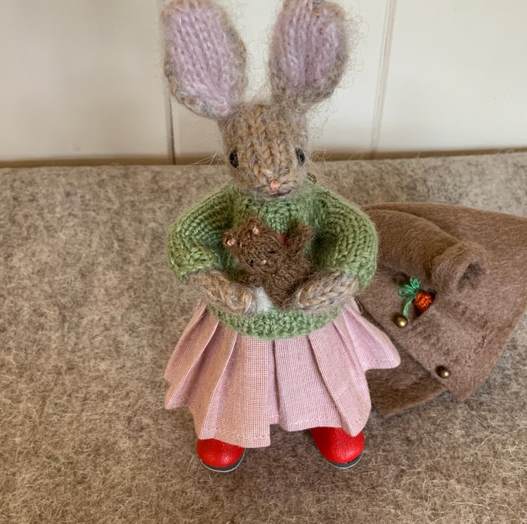 Little Hand Knitted Dressed Rabbit - Dot Pebble... - Folksy