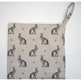 Hare Pot Holder Potholder Kitchen Grab Mat Pad Grey Hares Rabbit