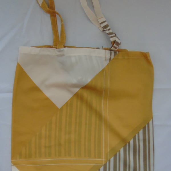  Shopping or Tote Bag - Mustard Retro Print - Vintage Headscarf