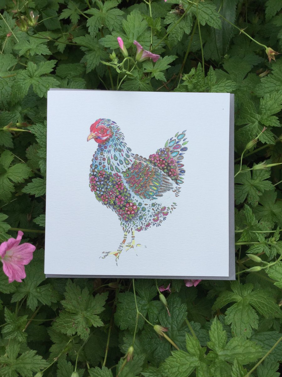Fleur the chicken greeting card 