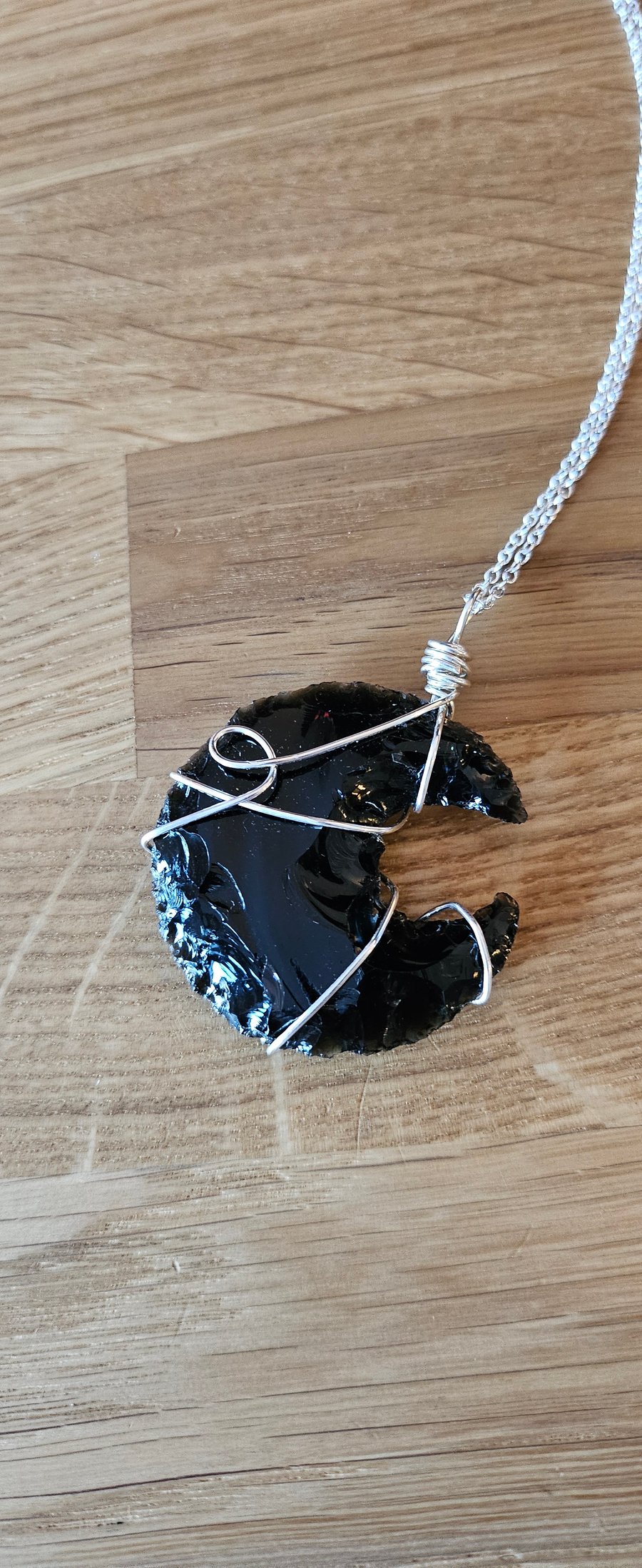 Dark Side of the Moon Obsidian Moon Pendant