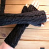 Long black fingerless gloves wrist warmers