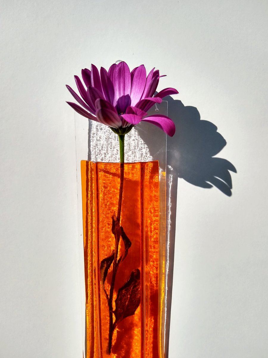 Nasturtium fused glass wall vase
