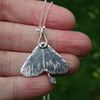 Midwinter moth, recycled sterling silver pendant