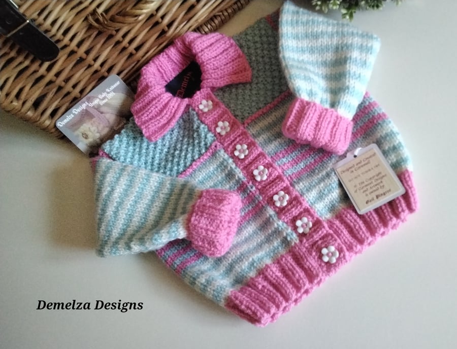 Hand Knitted Baby Girl''s Cardigan  9-18 months 
