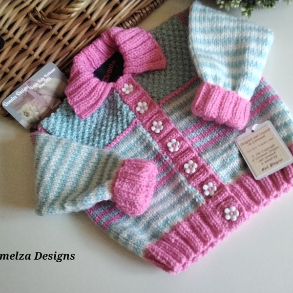 Hand Knitted Baby Girl''s Cardigan  9-18 months 