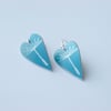Dandelion seed heart earrings in blue