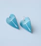 Dandelion seed heart earrings in blue - Image 1