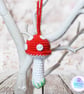 Crochet red toadstool, mushroom decoration, bag charm. Toadstool keyring. - Image 7