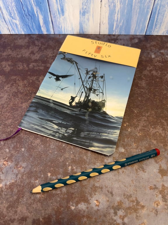 Notebook, Marine themed, A5 (ish), made from up-cycled and recycled materials.