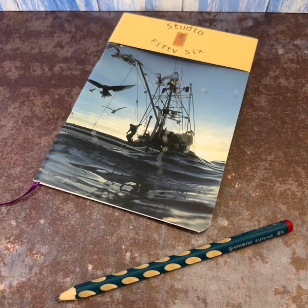 Notebook, Marine themed, A5 (ish), made from up-cycled and recycled materials.