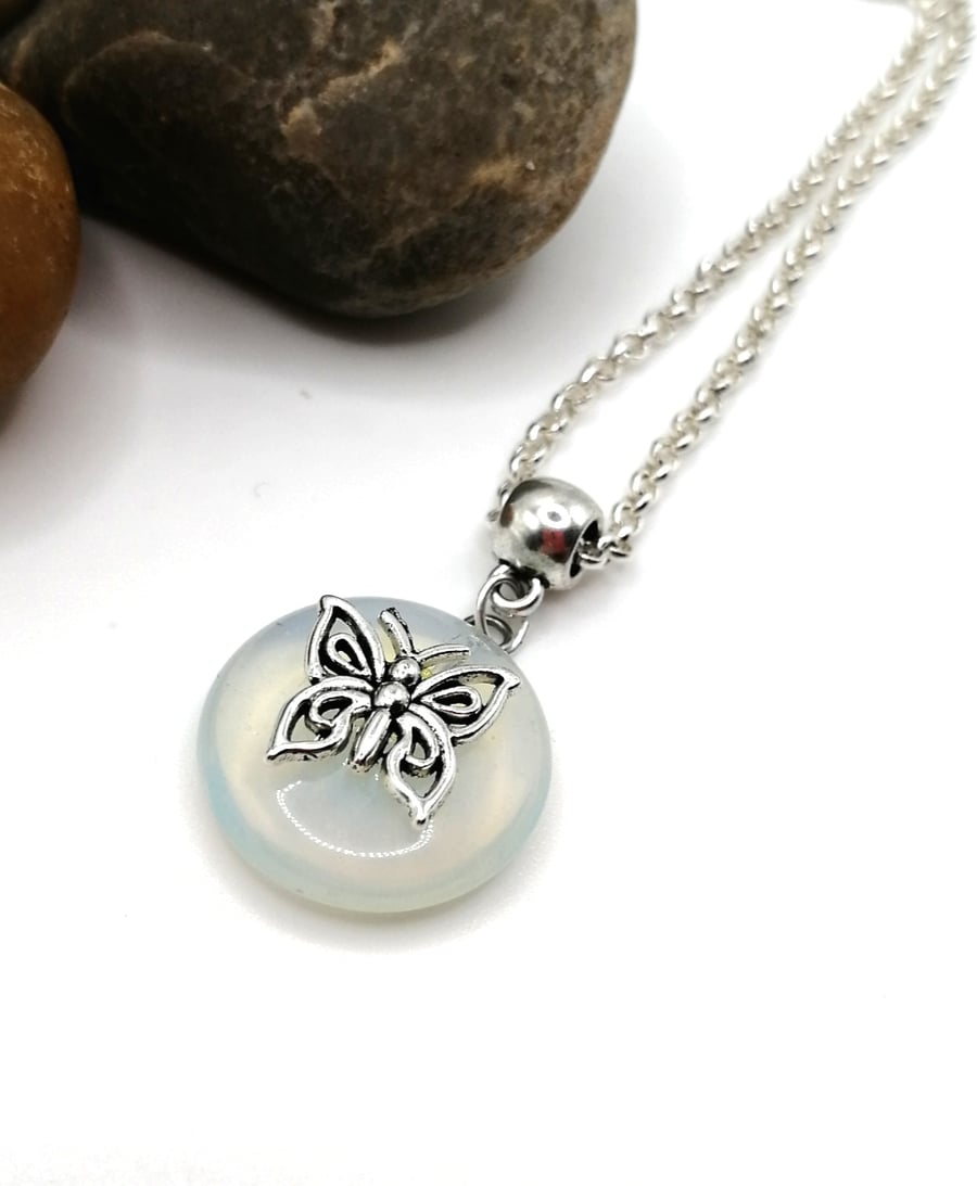 Opalite Butterfly Necklace