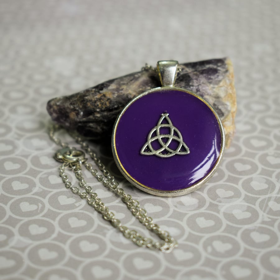 Purple Triquetra Pendant Necklace