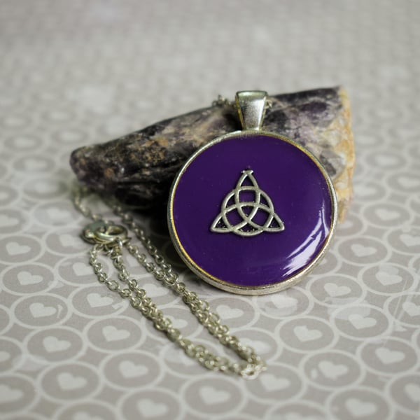 Purple Triquetra Pendant Necklace