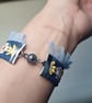 Upcycled Denim Cuff Bracelet with Pastel Floral Appliqué Ribbon - Free Postage - Image 5