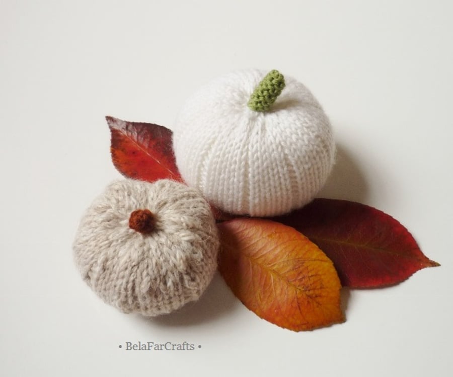 Country style pumpkins (3) - White pumpkins - Shabby cottage decor 