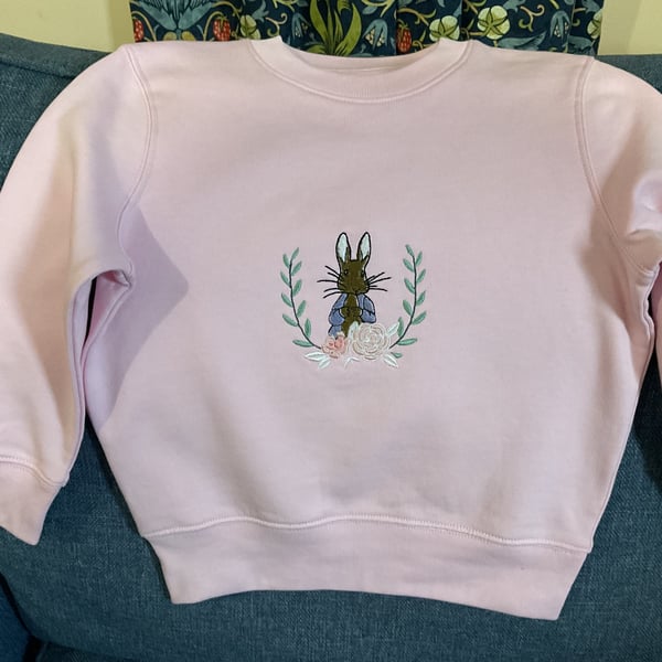 Flopsy Bunny embroidered Easter sweatshirt age 5-6 years 