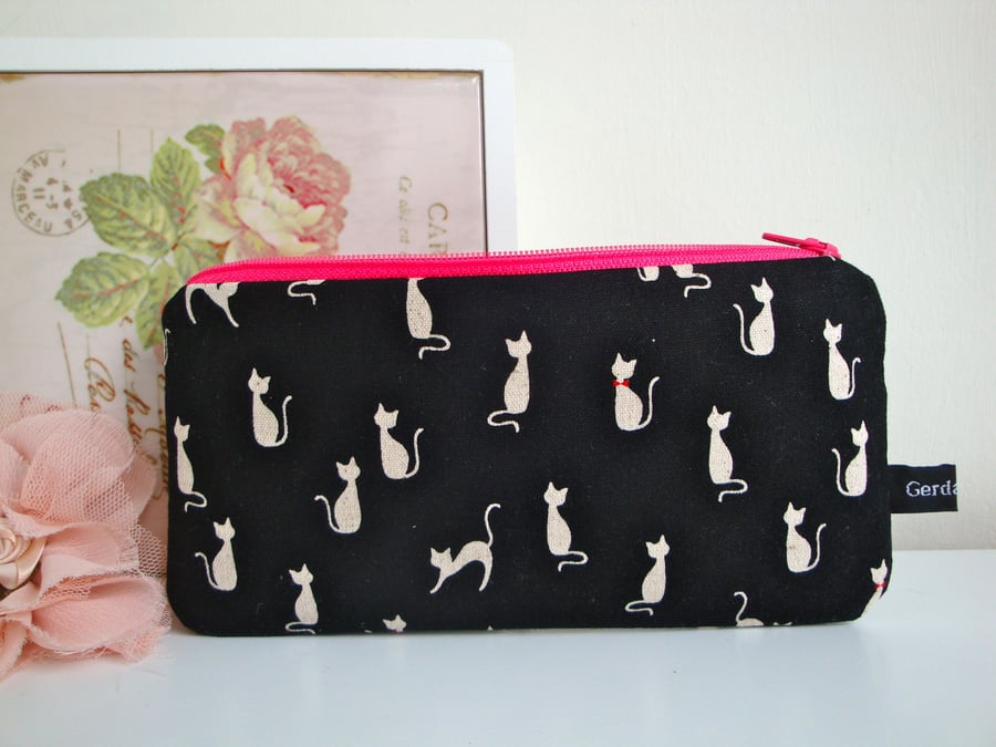 Linen Cat Pencil Case