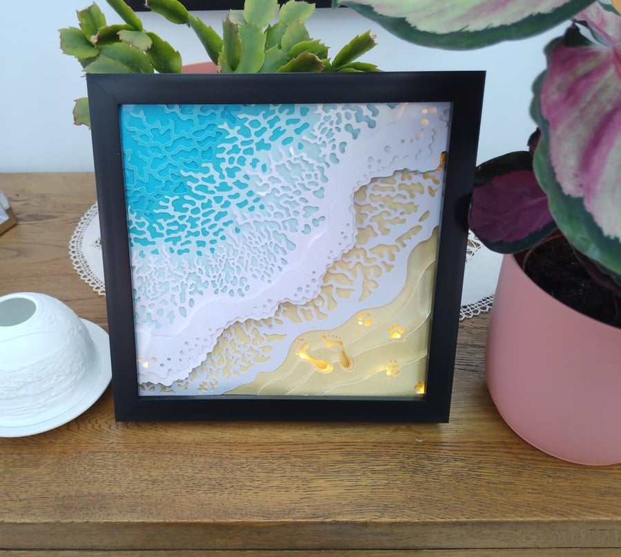 Nightlight, " Footprints in the sand" Home Decor, Gift idea, Wall Hanging