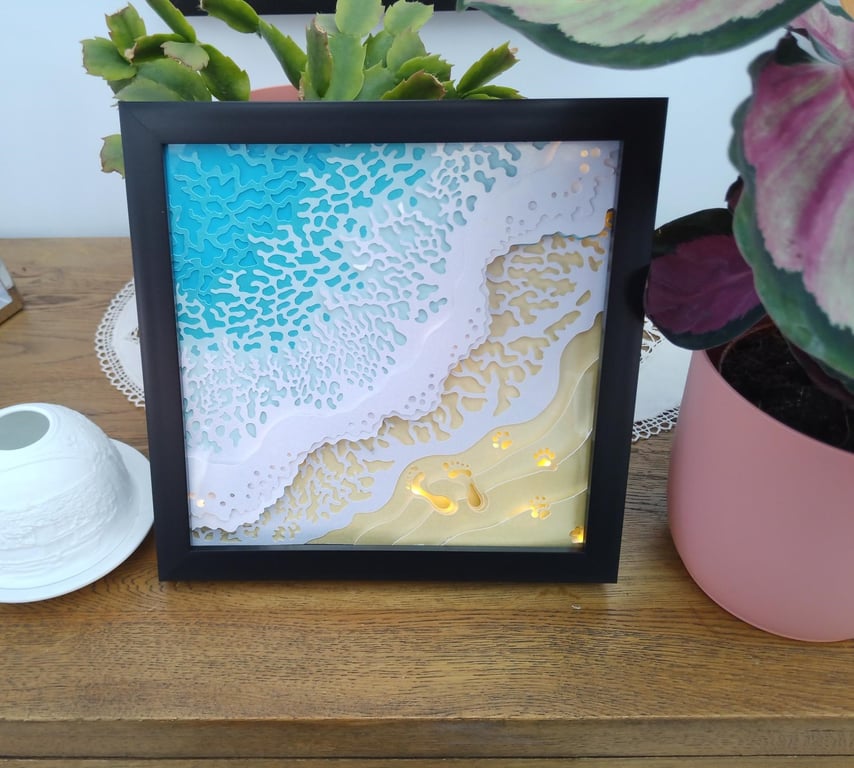 Nightlight, " Footprints in the sand" Home Decor, Gift idea, Wall Hanging