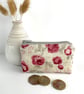 Coin Purse, Small Purse with Small Pink Roses Pattern - Image 1