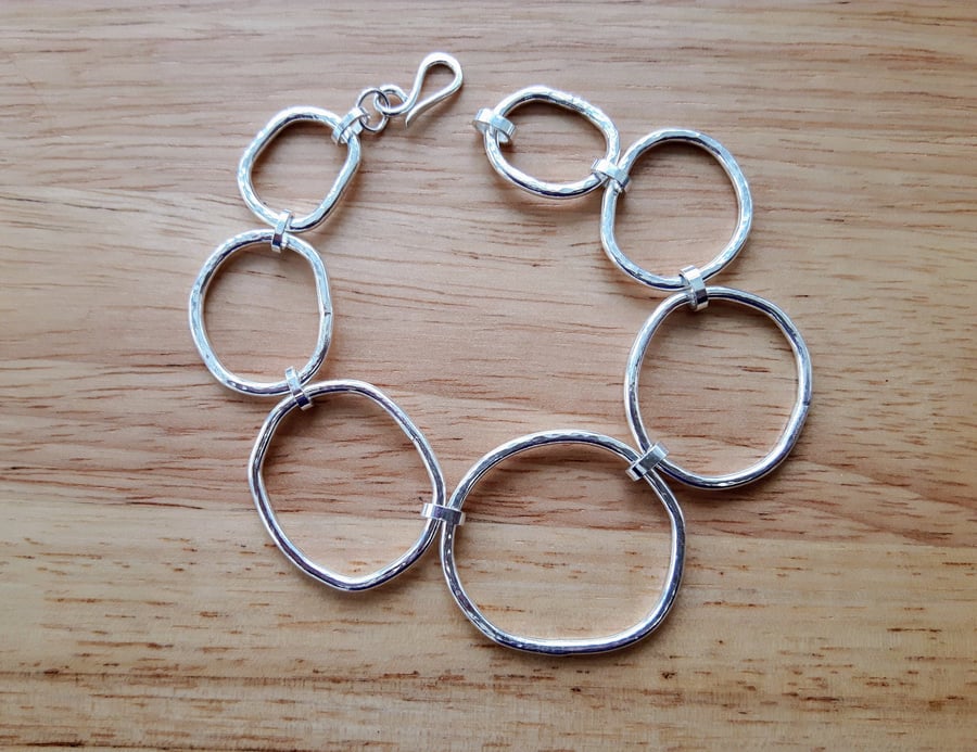 Sterling Silver Large Link Chain Bracelet, Hallmarked 