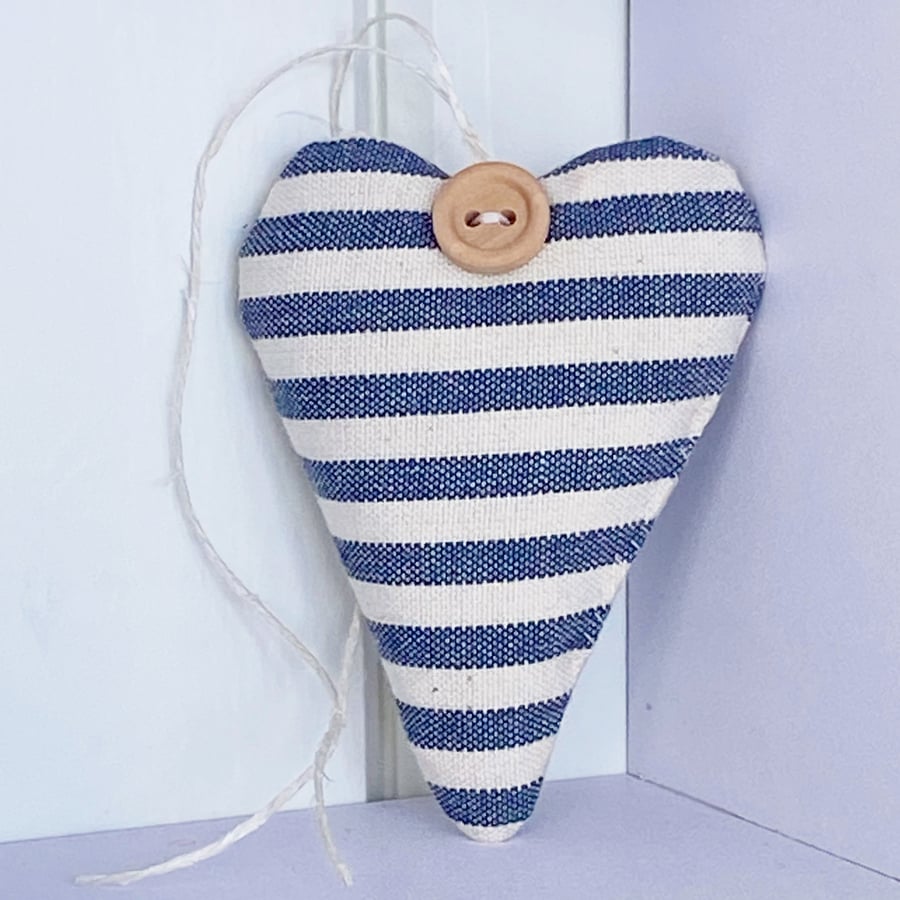 AIRFORCE BLUE STRIPED HEART - lavender or padded, long shape