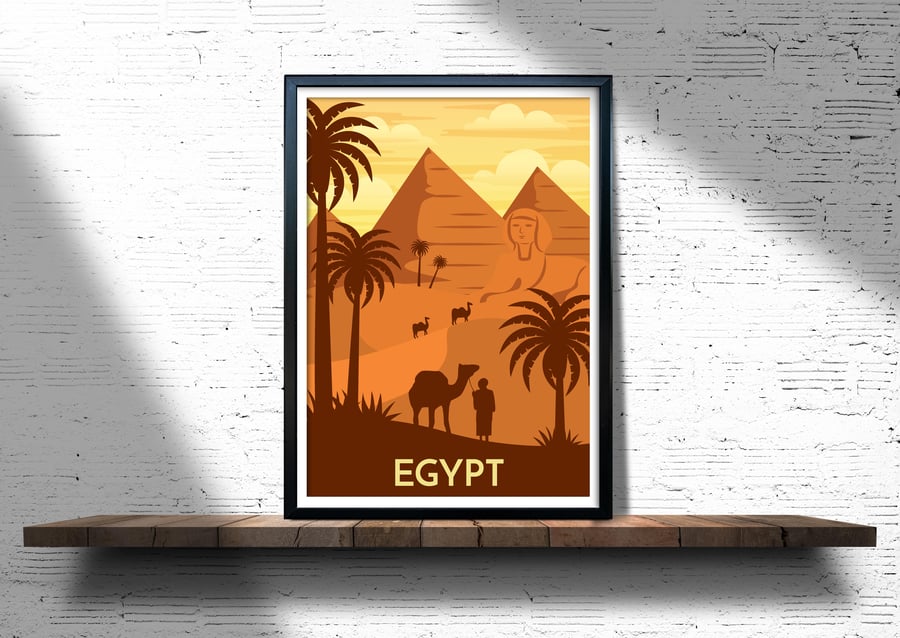 Egypt retro travel poster, Egypt wall print, retro wall art