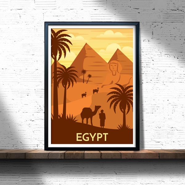 Egypt retro travel poster, Egypt wall print, retro wall art
