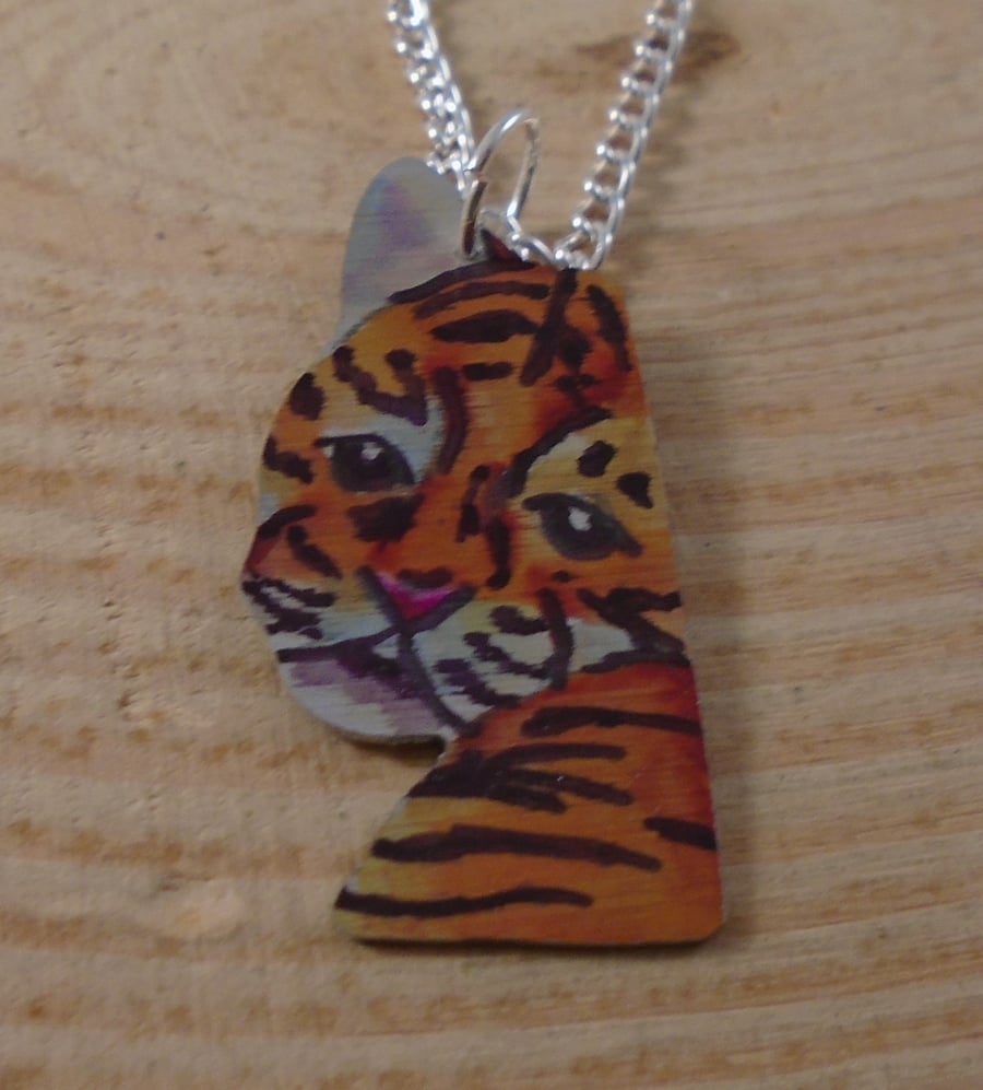 Anodised Aluminium Tiger Cub Necklace AAN111820