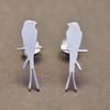 Swallow on a wire Silver Stud Earrings