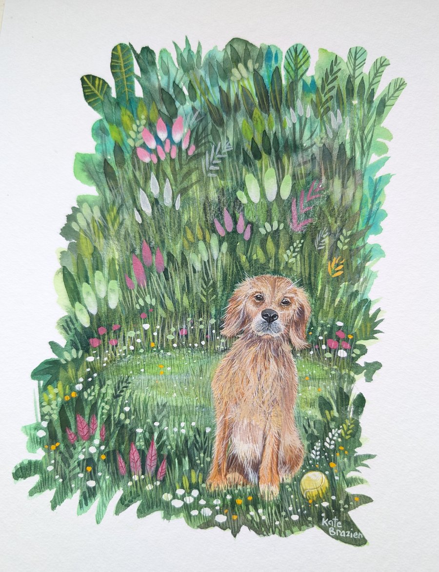 Ned's Garden - Mixed media. Colourful. Unique. Floral. Paper only 