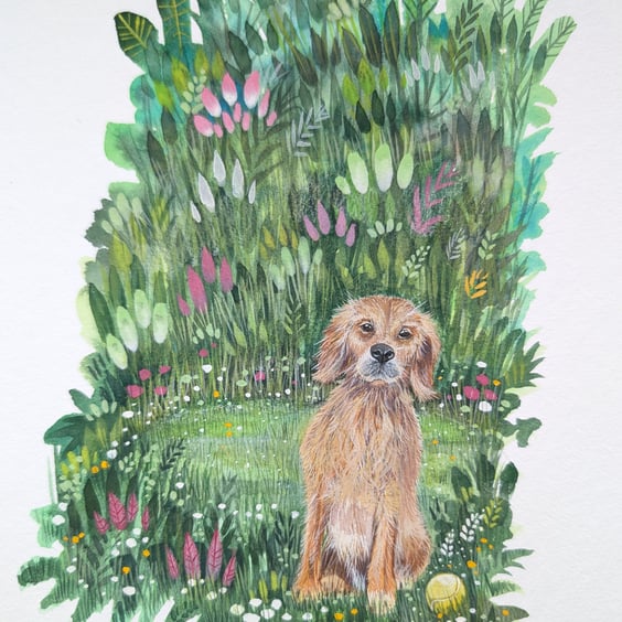 Ned's Garden - Mixed media. Colourful. Unique. Floral. Paper only 