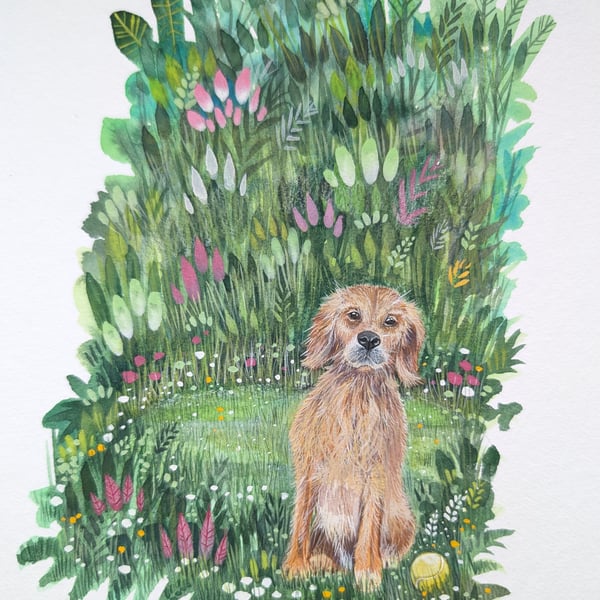 Ned's Garden - Mixed media. Colourful. Unique. Floral. Paper only 