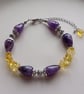 Amethyst and Citrine beaded bracelet, handmade gift for her