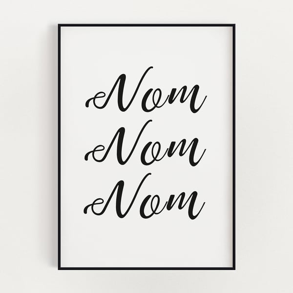 KITCHEN WALL ART, Nom Nom Nom, Kitchen Wall Art, Kitchen Prints, Art Prints