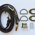 Dark Brown Turn-Lock Clasp & Strap Hardware Kit for Making a Felt Bag on a Ball
