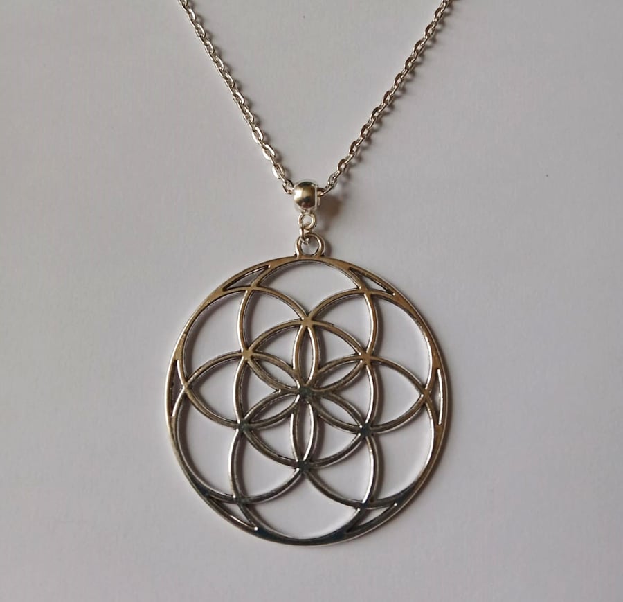 Giant Egg of Life Sacred Geometry Long Necklace New Age Pagan