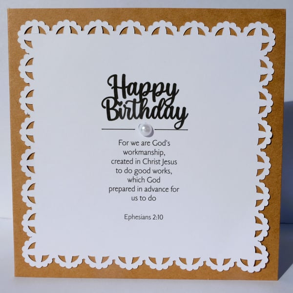 Happy Birthday Card with Bible Verse Ephesians 2:10