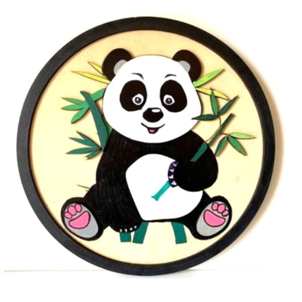 Adorable & Handcrafted – Panda Eating Wall Art