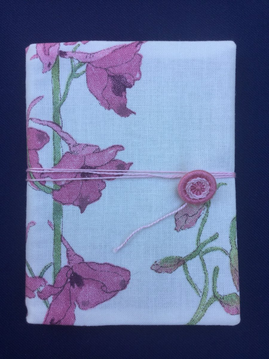 A6 Notebook with Dorset Button Closure, Pink Floral