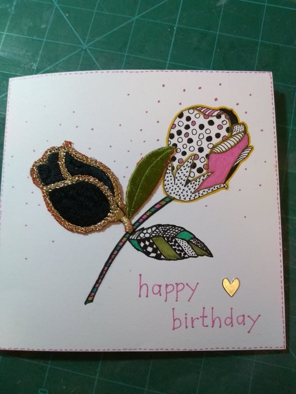 Futuristic rose birthday card