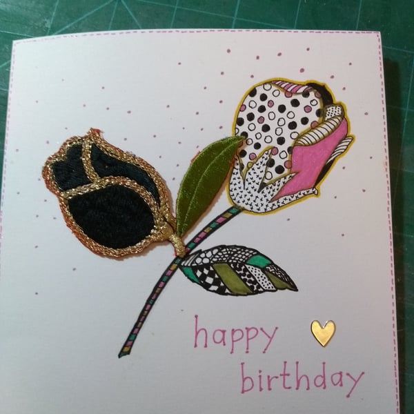 Futuristic rose birthday card