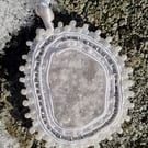 Snow Quartz Amulet – Handmade White Soutache Pendant with Gemstone & Beads