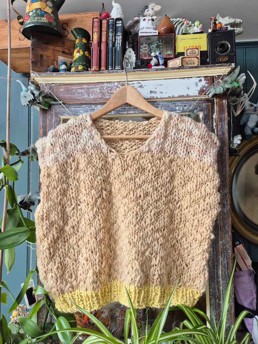Naturally dyed, hand knitted chunky tank top