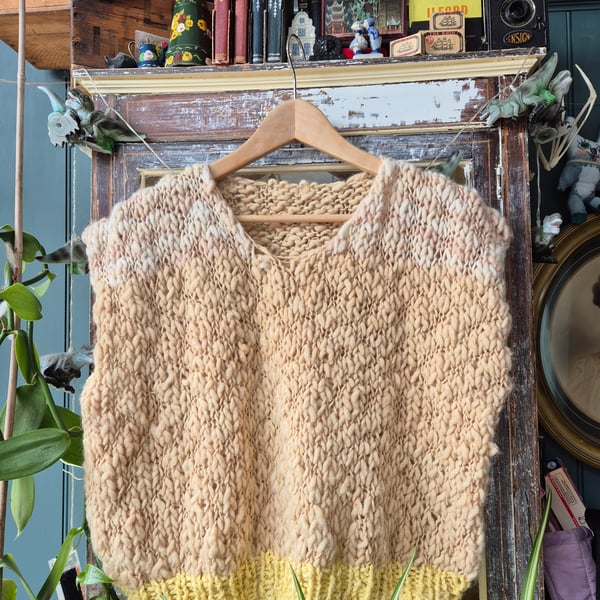 Naturally dyed, hand knitted chunky tank top